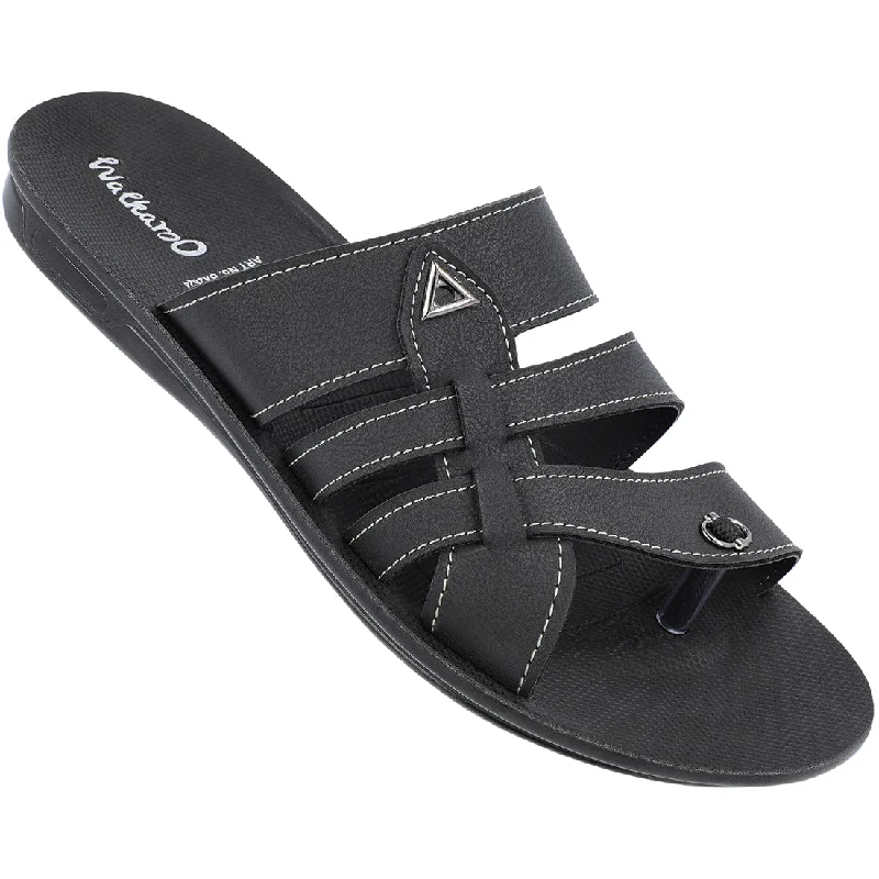 Men's sandals with a flexible sole for easy movementWalkaroo Basix Men Cross Strap Slide Sandals - BX2624 Black Men's sandals with a flexible sole for easy movementWalkaroo Basix Men Cross Strap Slide Sandals - BX2624 Black