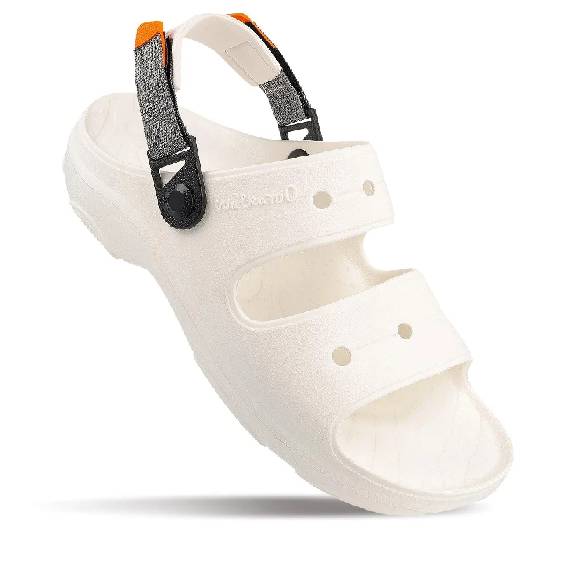 Men's sandals with a padded heelWalkaroo Mens Clogs  - WC8712 White