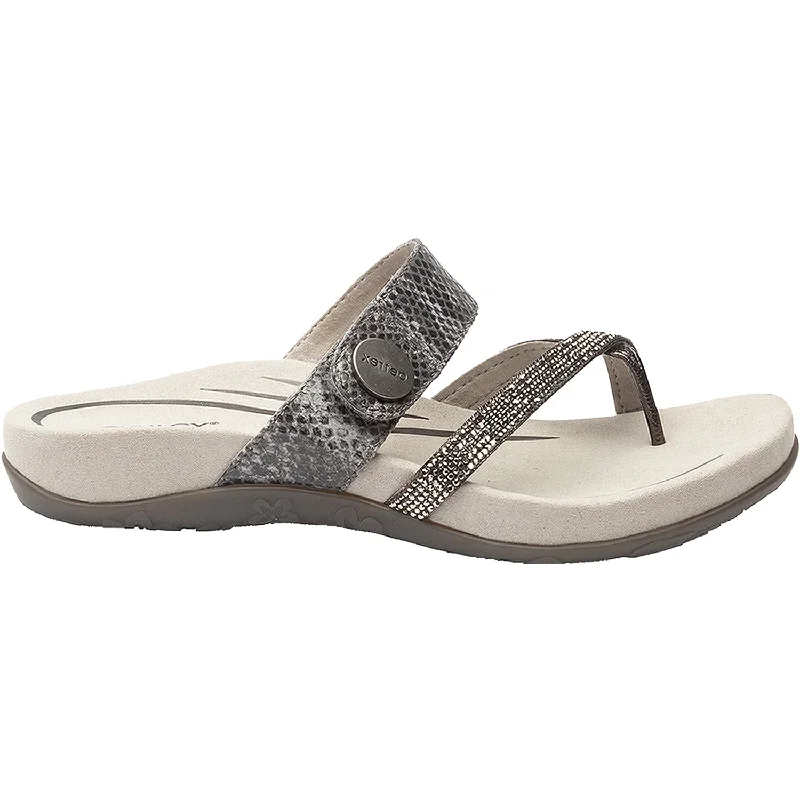 Men's sandals with a stretchy strap for a better fitWomen's Aetrex Izzy Pewter Sparkle Synthetic