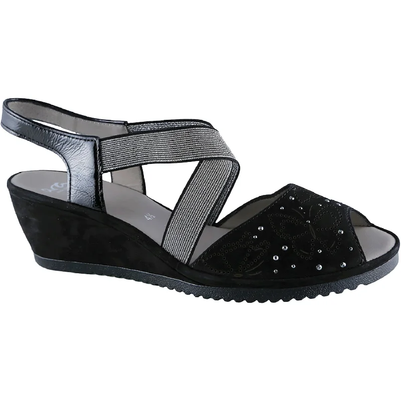 Men's sandals with a flexible sole for easy movementWomen's Ara Celia Black Nubuck/Vernice Men's sandals with a flexible sole for easy movementWomen's Ara Celia Black Nubuck/Vernice