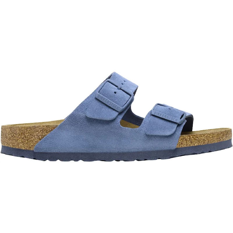 Men's sandals with a wide strap for supportWomen's Birkenstock Arizona Soft Footbed Elemental Blue Suede Men's sandals with a wide strap for supportWomen's Birkenstock Arizona Soft Footbed Elemental Blue Suede
