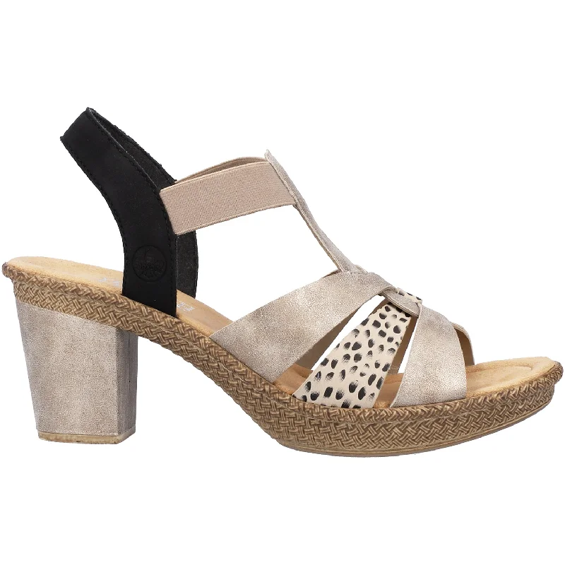 Men's sandals with a decorative buckle or charmWomen's Rieker 665K3-60 Rabea K3 Beige/Black Synthetic Men's sandals with a decorative buckle or charmWomen's Rieker 665K3-60 Rabea K3 Beige/Black Synthetic