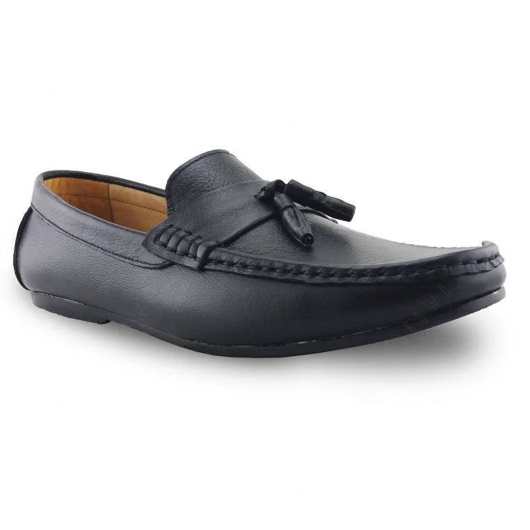 Men's loafers with a low - heeled designComfy Tassel Loafer Wrinkle Soft Black