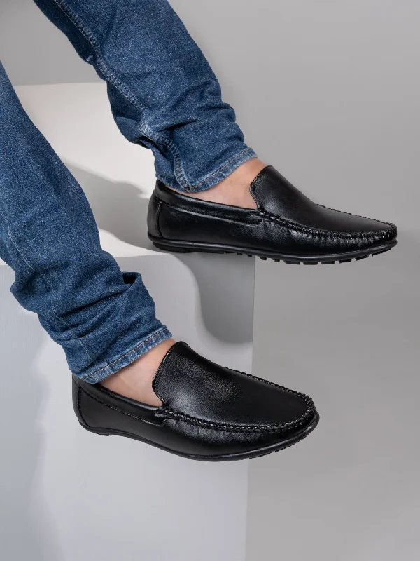 Alberto Torresi Synthetic Black Loafers For Men