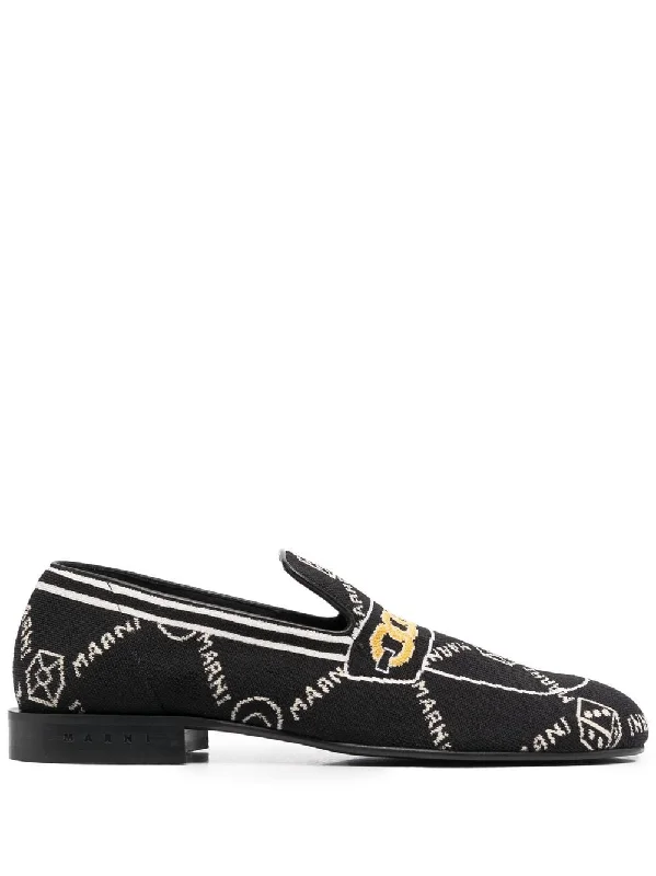 Men's loafers with a leather lacing systemAll-Over Logo-Jacquard Loafers