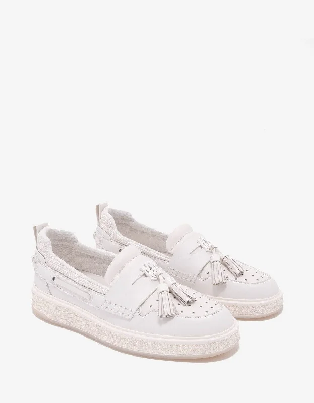 Men's loafers with a contrast stitching detailAmiri White MA Tassel Hybrid Loafers