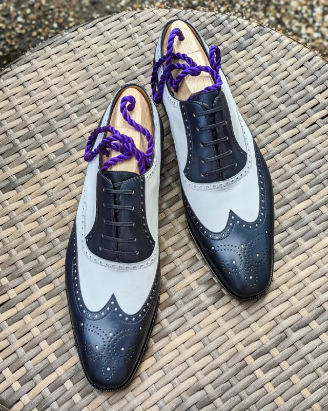 Ascot Gatsby - Navy & White Calf