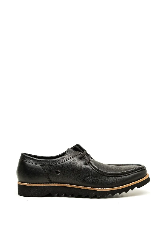 Men's casual shoes with a logo patch on the tongueBase London Becker Leather Shoes, Black Men's casual shoes with a logo patch on the tongueBase London Becker Leather Shoes, Black