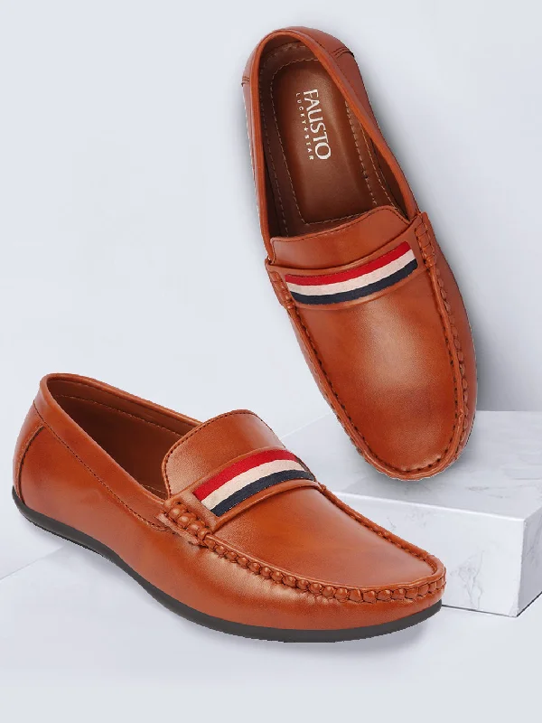Men's loafers with a tassel front for a classic lookBasics Men Tan Colored Stripe Design Side Stitched Casual Slip On Loafers and Moccasin Shoes Men's loafers with a tassel front for a classic lookBasics Men Tan Colored Stripe Design Side Stitched Casual Slip On Loafers and Moccasin Shoes