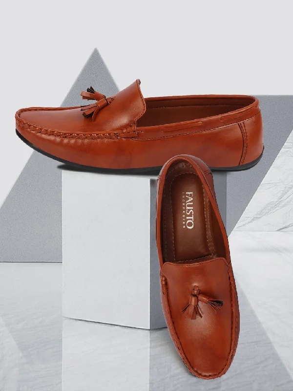 Men's loafers with a rubber sole for durabilityBasics Men Tan Side Stitched Casual Slip On Tassel Loafers and Moccasin Shoes Men's loafers with a rubber sole for durabilityBasics Men Tan Side Stitched Casual Slip On Tassel Loafers and Moccasin Shoes