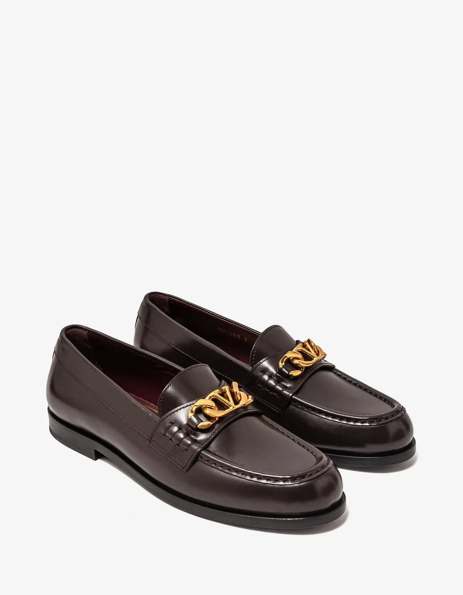Slip - on men's loafers for easy wearValentino Garavani Brown VLogo Chain Loafers