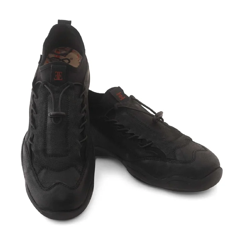Men's casual shoes with a low - profile designEzok Black Casual Nubuck Leather Men Sneakers Men's casual shoes with a low - profile designEzok Black Casual Nubuck Leather Men Sneakers