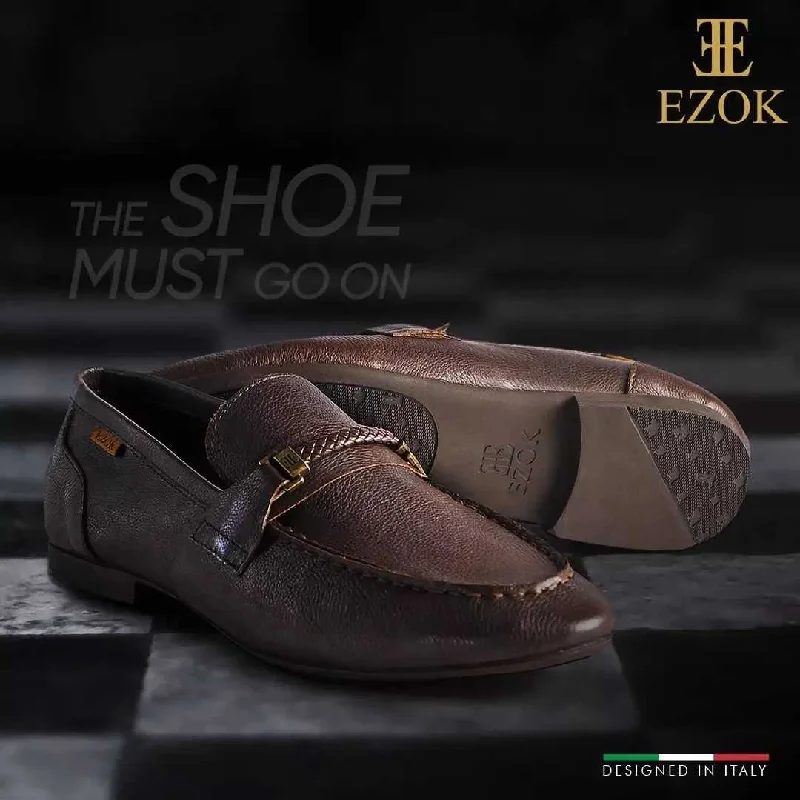 Men's casual shoes with a stretchy side panelEzok Shoes Mens Brown Leather Moccasin Men's casual shoes with a stretchy side panelEzok Shoes Mens Brown Leather Moccasin