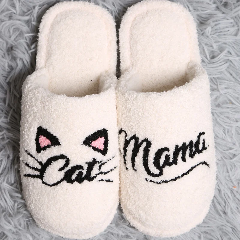 Cat Mama Lettering Design Home Slippers Pack of 6 Pairs