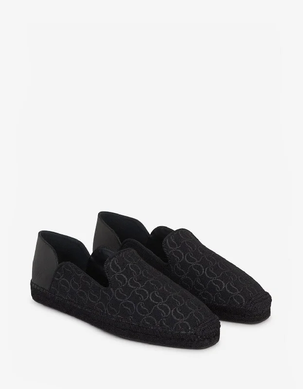 Men's loafers with a low - heeled designChristian Louboutin Espadon CL Jacquard Black Espadrilles Men's loafers with a low - heeled designChristian Louboutin Espadon CL Jacquard Black Espadrilles
