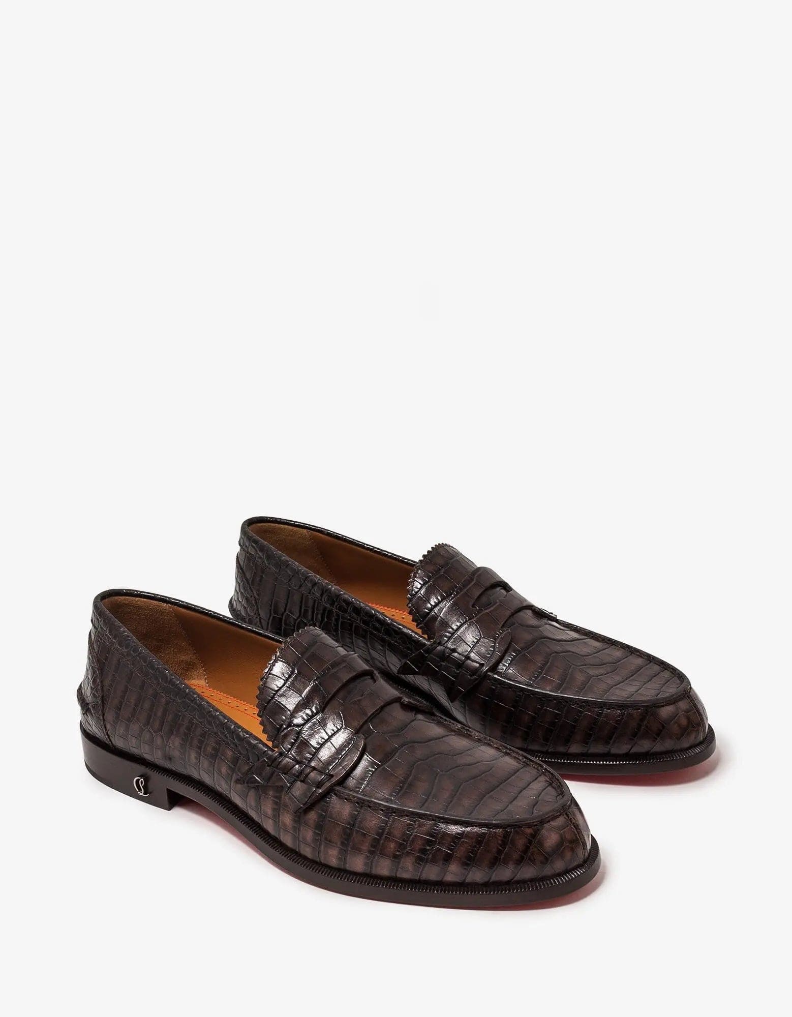 Men's loafers in a neutral color like black or brownChristian Louboutin No Penny Mini-Croc Brown Loafers Men's loafers in a neutral color like black or brownChristian Louboutin No Penny Mini-Croc Brown Loafers
