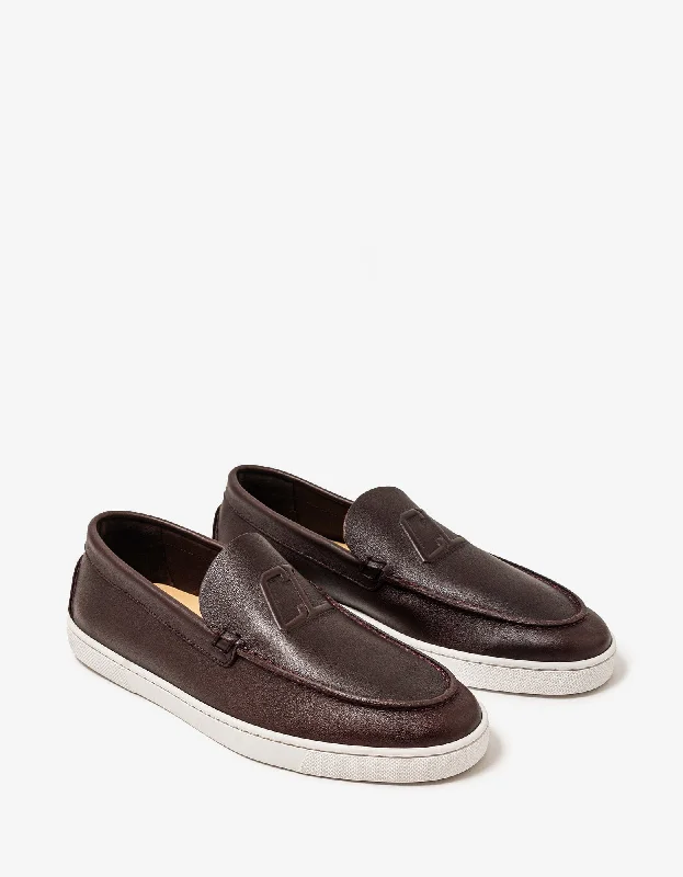 Men's leather loafers with a penny slotChristian Louboutin Varsiboat Brown Leather Boat Shoes Men's leather loafers with a penny slotChristian Louboutin Varsiboat Brown Leather Boat Shoes
