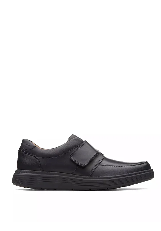 Clarks Un Abode Velcro Strap Casual Shoes, Black