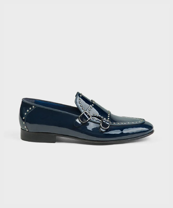 Men's loafers with a smooth leather finishBlue Patent Leather