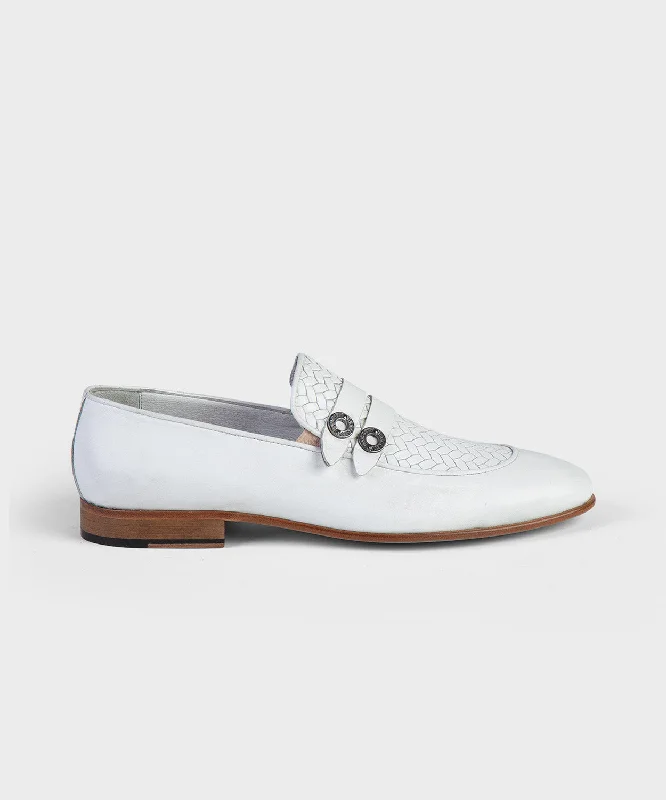 Men's loafers with a pointed toe for a stylish appearanceWhite Woven Loafers
