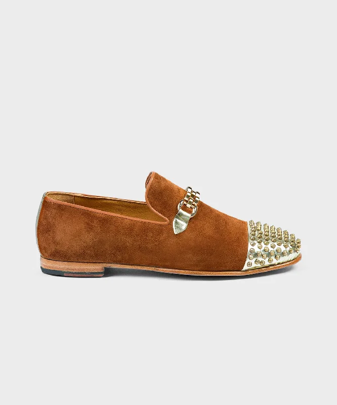 Men's leather loafers with a penny slotStudded and Embroidered Loafers
