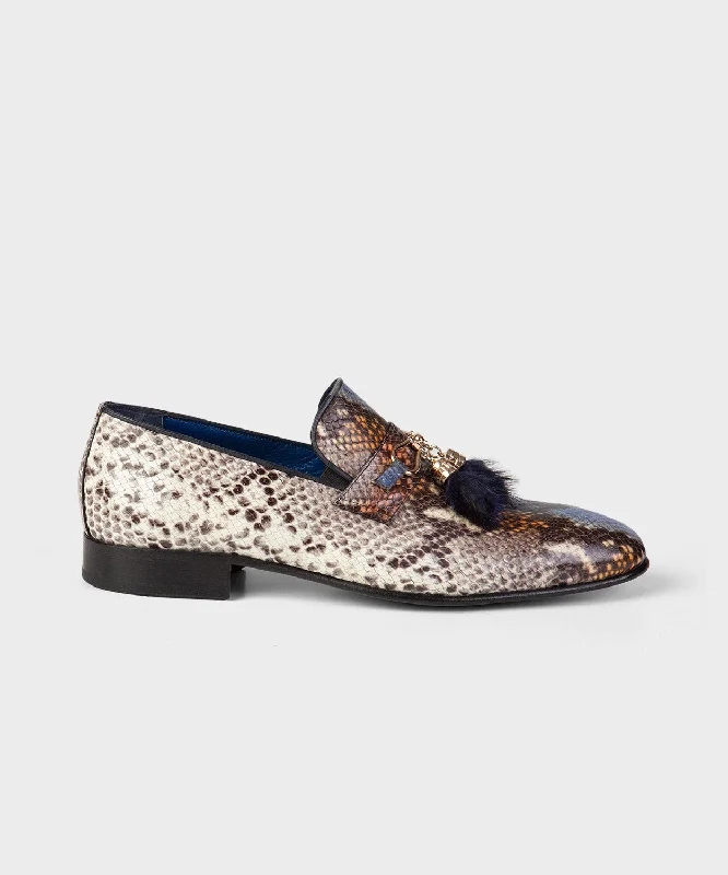 Men's loafers with a low - heeled designCrocodile Pattern Loafer
