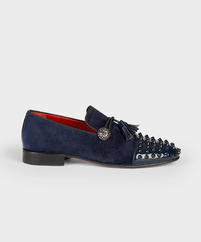 Men's loafers with a pointed toe for a stylish appearanceStudded Blue Loafers