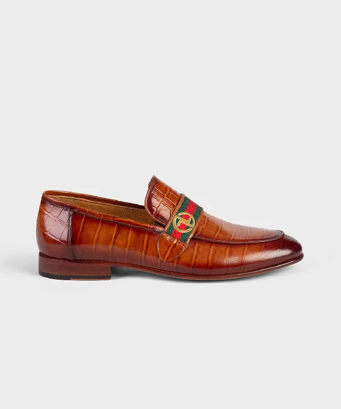 Men's loafers with a low - heeled designBrown Leather Loafers