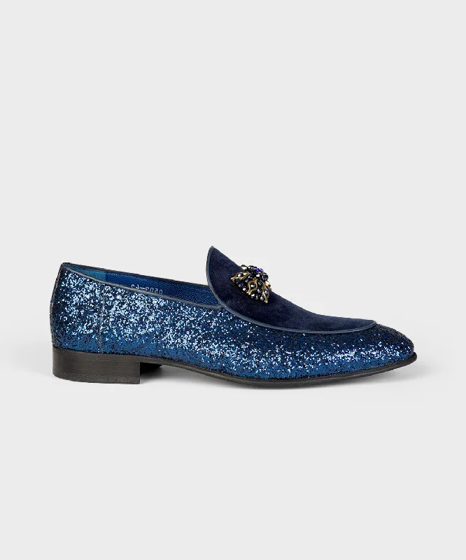 Men's loafers with a leather lacing systemBlue Suede Loafers