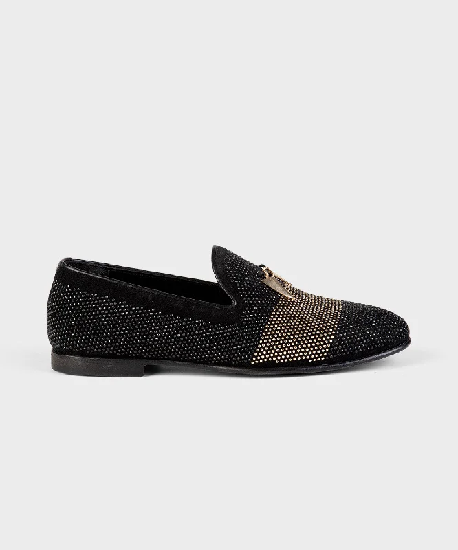 Men's loafers with a smooth leather finishGold And Black Stones