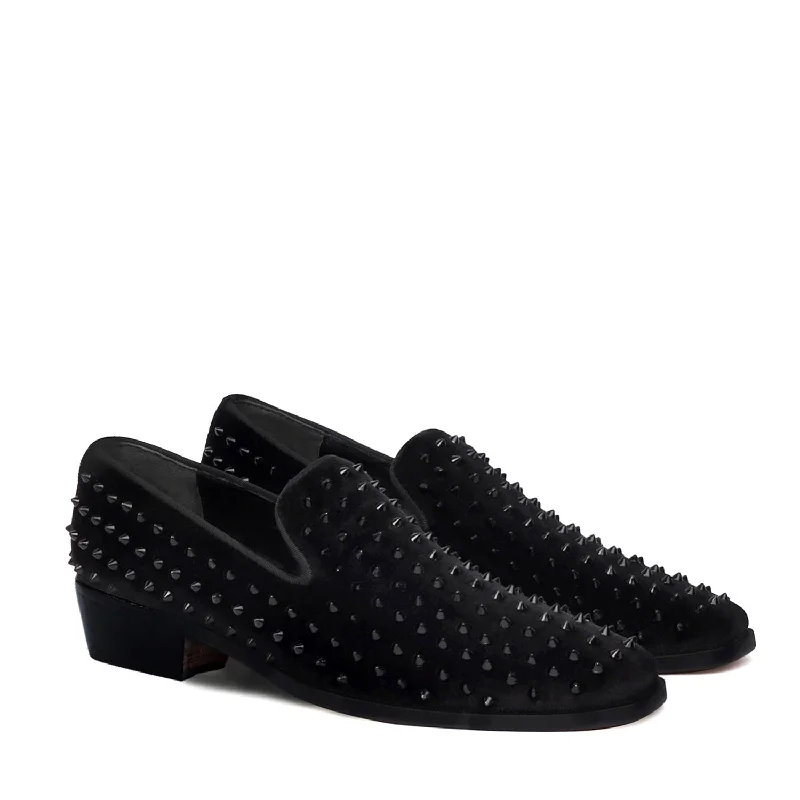 Men's leather loafers with a penny slotSleek Toe Black Slip-On Shoes with Cuban Heel Men's leather loafers with a penny slotSleek Toe Black Slip-On Shoes with Cuban Heel