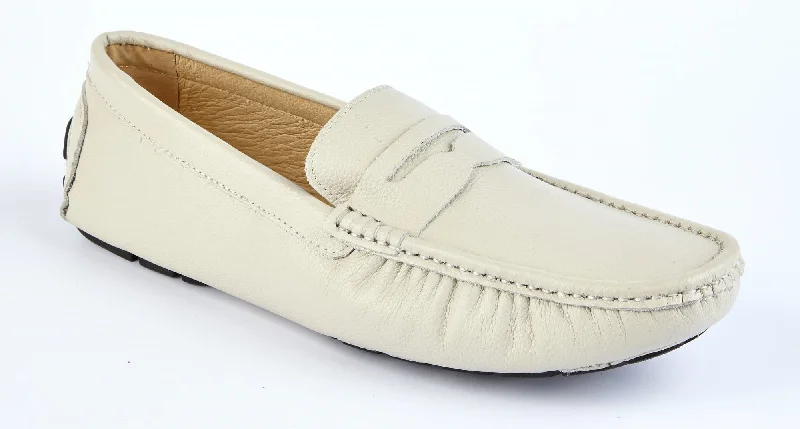 ECRU LEATHER LOAFERS