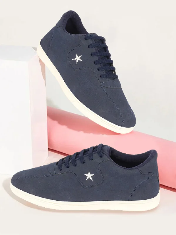 Men's casual sneakers with a mesh upperMen Navy Blue Classic Embroidery Star Upper Soft Suede Leather Lace Up Sneakers Shoes Men's casual sneakers with a mesh upperMen Navy Blue Classic Embroidery Star Upper Soft Suede Leather Lace Up Sneakers Shoes