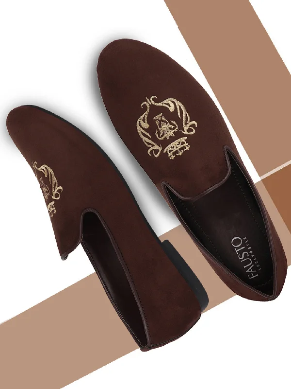 Men's loafers with a pointed toe for a stylish appearanceMen Ethnic Brown Party Slip On Loafers Men's loafers with a pointed toe for a stylish appearanceMen Ethnic Brown Party Slip On Loafers