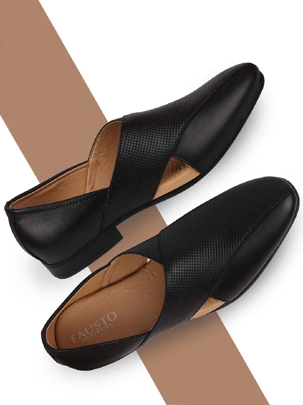 Men's loafers with a rubber sole for durabilityMen Formal Black Peshawari Front Open Leather Slip On Shoes Men's loafers with a rubber sole for durabilityMen Formal Black Peshawari Front Open Leather Slip On Shoes