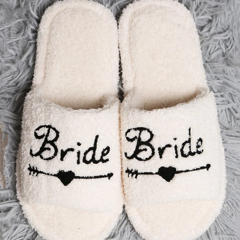 Bride Embroidered Open Toe Indoor Slippers Pack of 6 Pairs