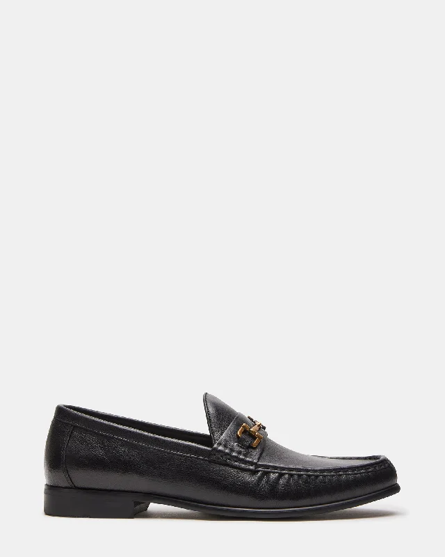 Men's loafers with a rubber sole for durabilityFREDERICK BLACK LEATHER