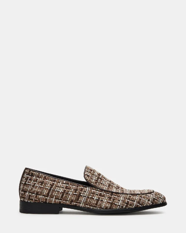 Men's loafers with a low - heeled designGALIA BROWN TWEED