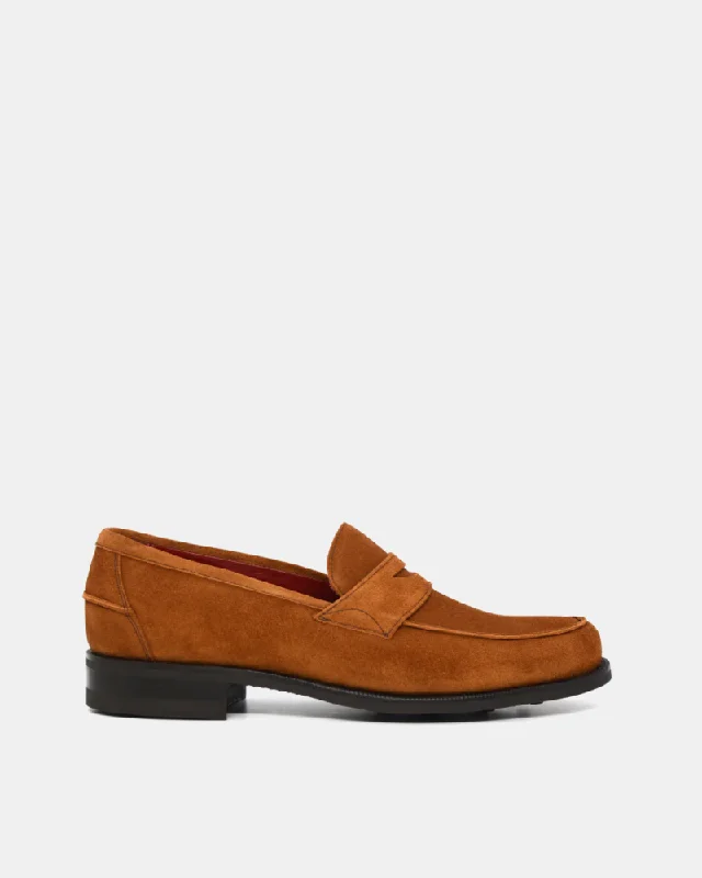 Men's loafers with a contrast stitching detailTobacco Suede Penny Loafer