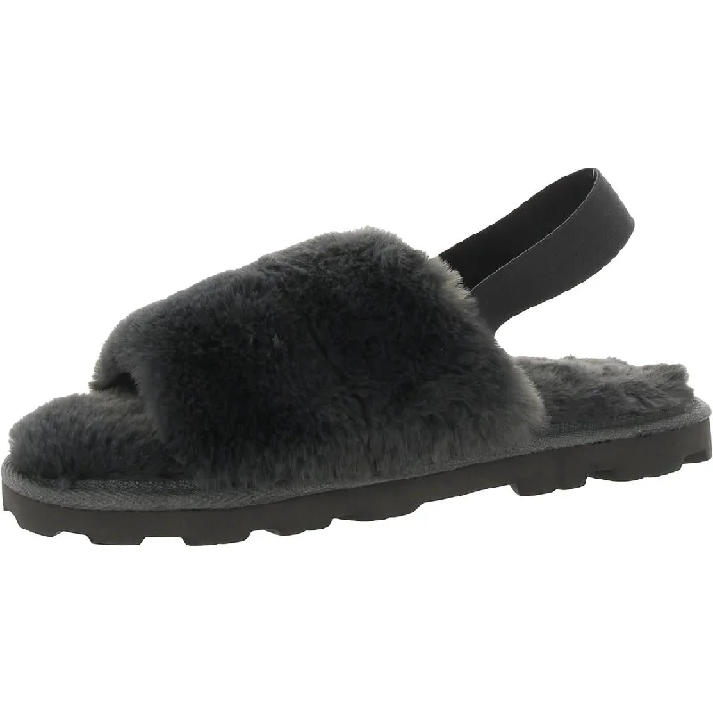 INC Mens Faux Fur Indoor/Outdoor Slingback Slippers