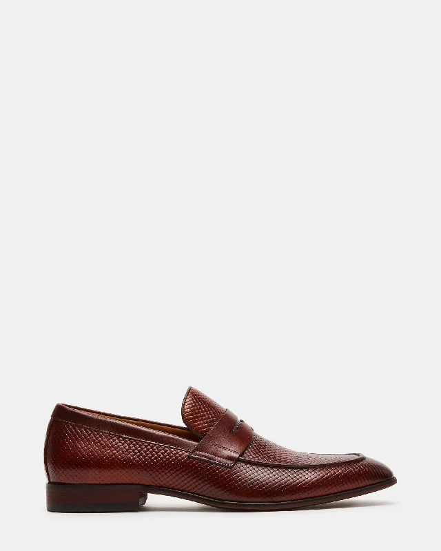 Men's loafers with a leather lining for comfortJAMONE TAN EMBOSSED