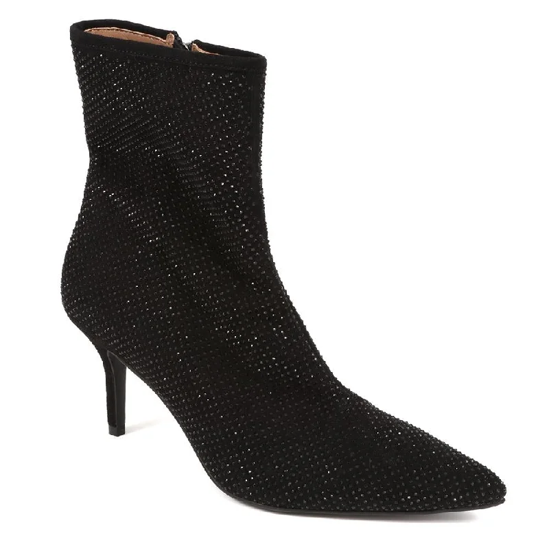 Men's casual shoes with a soft insole for cushioningJewelled Leather Heeled Boots - KHIARA / 324 334