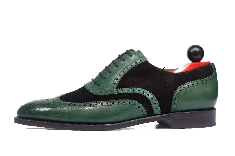 Kitsap - MTO - Forest Green Calf / Black Suede - TMG Last - Single Leather Sole - Heart Medallion