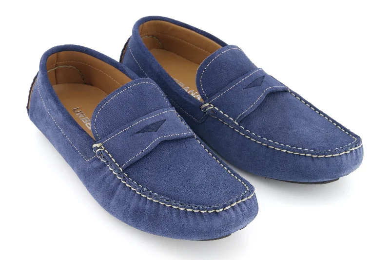 Men's loafers with a decorative bucklePortofino Driving loafers - Blue suede