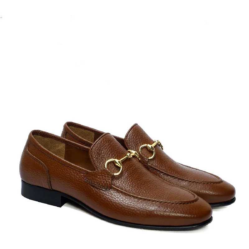 Men's loafers with a memory foam insoleMost Comfortable Loafer In Textured Tan Leather