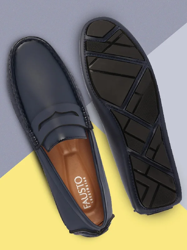 Slip - on men's loafers for easy wearMen Blue Hand Stitched Comfort Loafer and Moccasin Shoes Slip - on men's loafers for easy wearMen Blue Hand Stitched Comfort Loafer and Moccasin Shoes