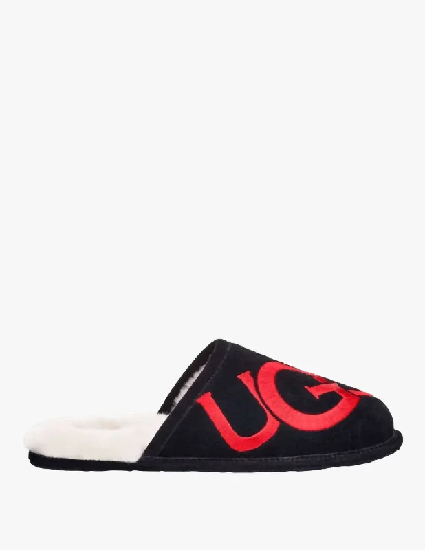 Mens Scuff Logo Slipper In Black