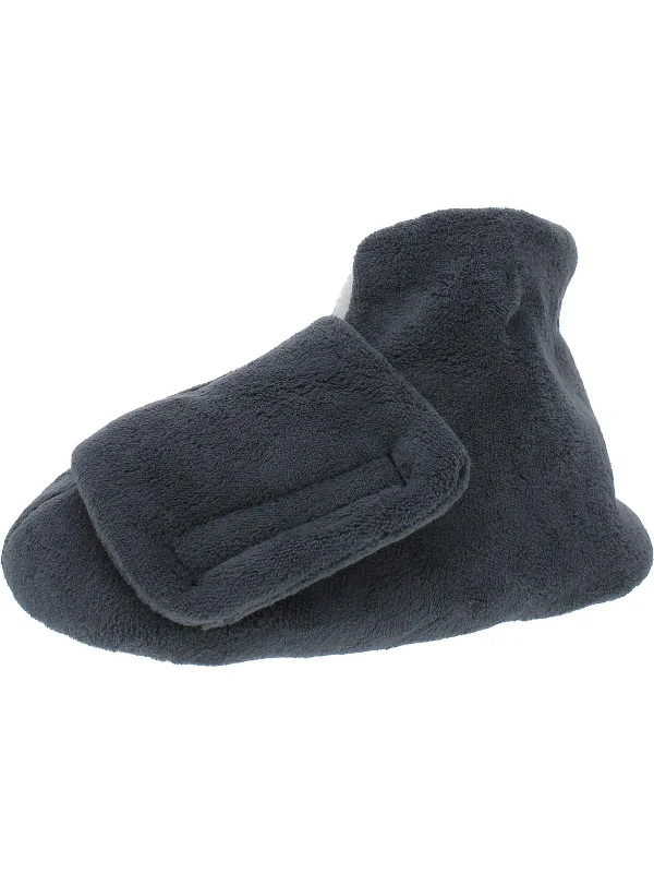 Mens Terry Cloth Faux Fur Bootie Slippers