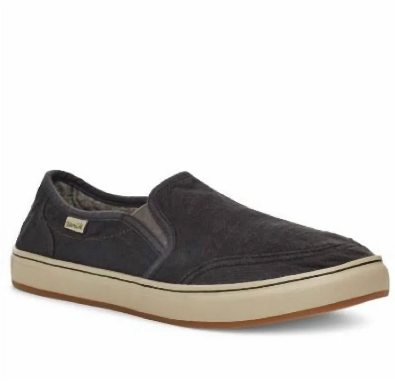 Men's loafers with a stretchy side panel for a better fitMen's Tideline Hemp Slip On In Washed Black Men's loafers with a stretchy side panel for a better fitMen's Tideline Hemp Slip On In Washed Black