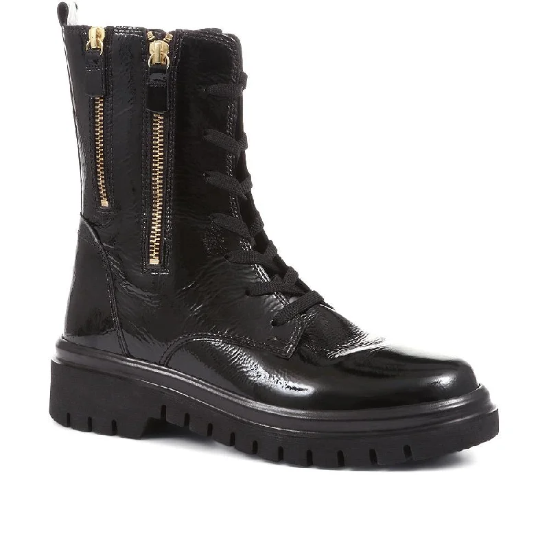 Men's casual shoes with a floral print for a unique stylePatent Combat Boots - GAB36510 / 322 678 Men's casual shoes with a floral print for a unique stylePatent Combat Boots - GAB36510 / 322 678